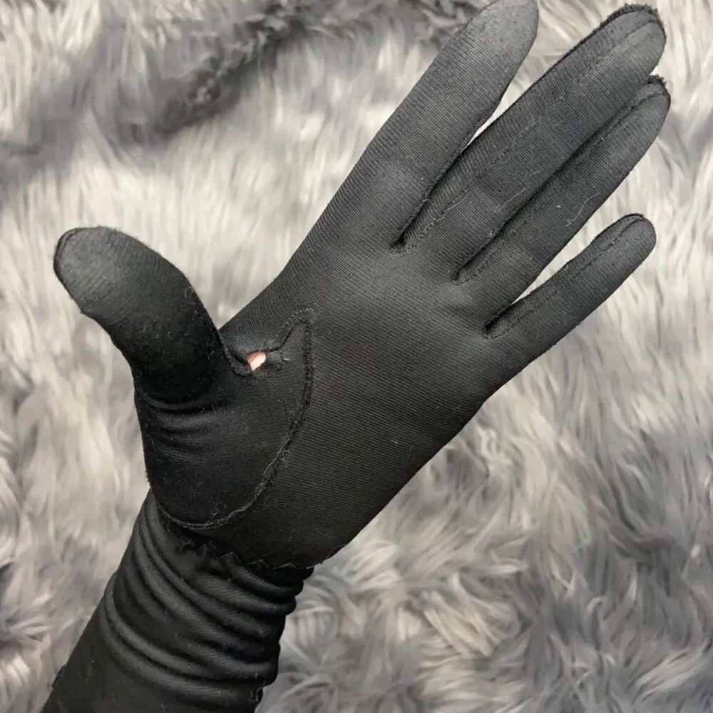 Vintage Black Embroidered Detail Evening Gloves